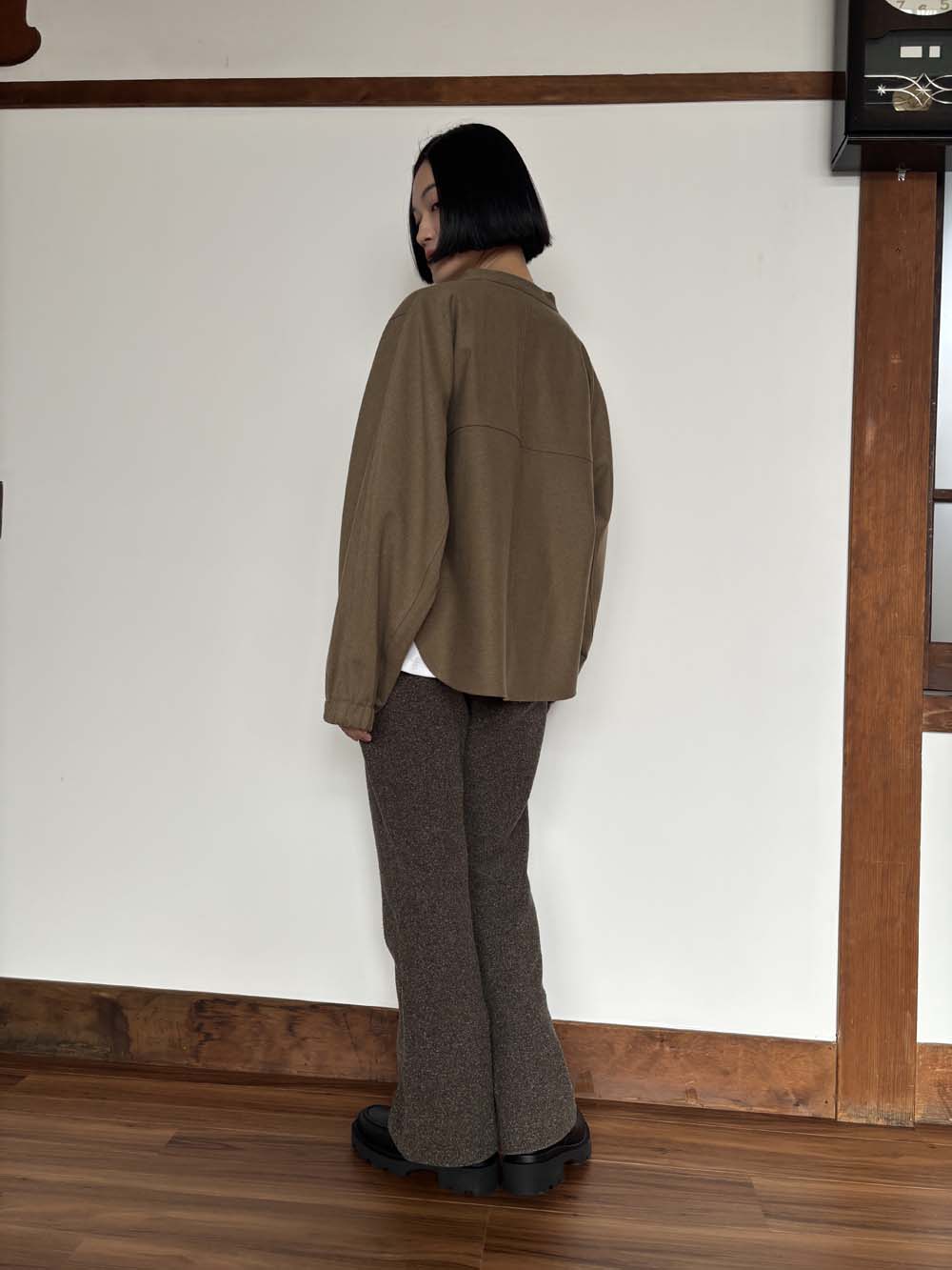 シルク×和紙糸 ソフトブーツカットパンツ / 杢ブラウン