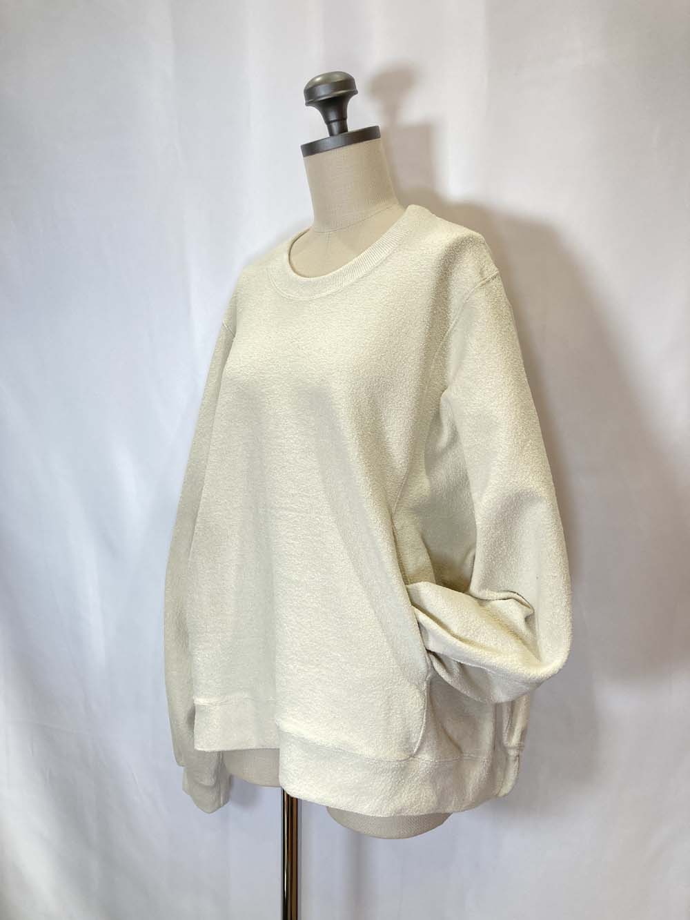 【 UNISEX 】シルク×和紙糸 クルーポケットプルオーバー / オフホワイト