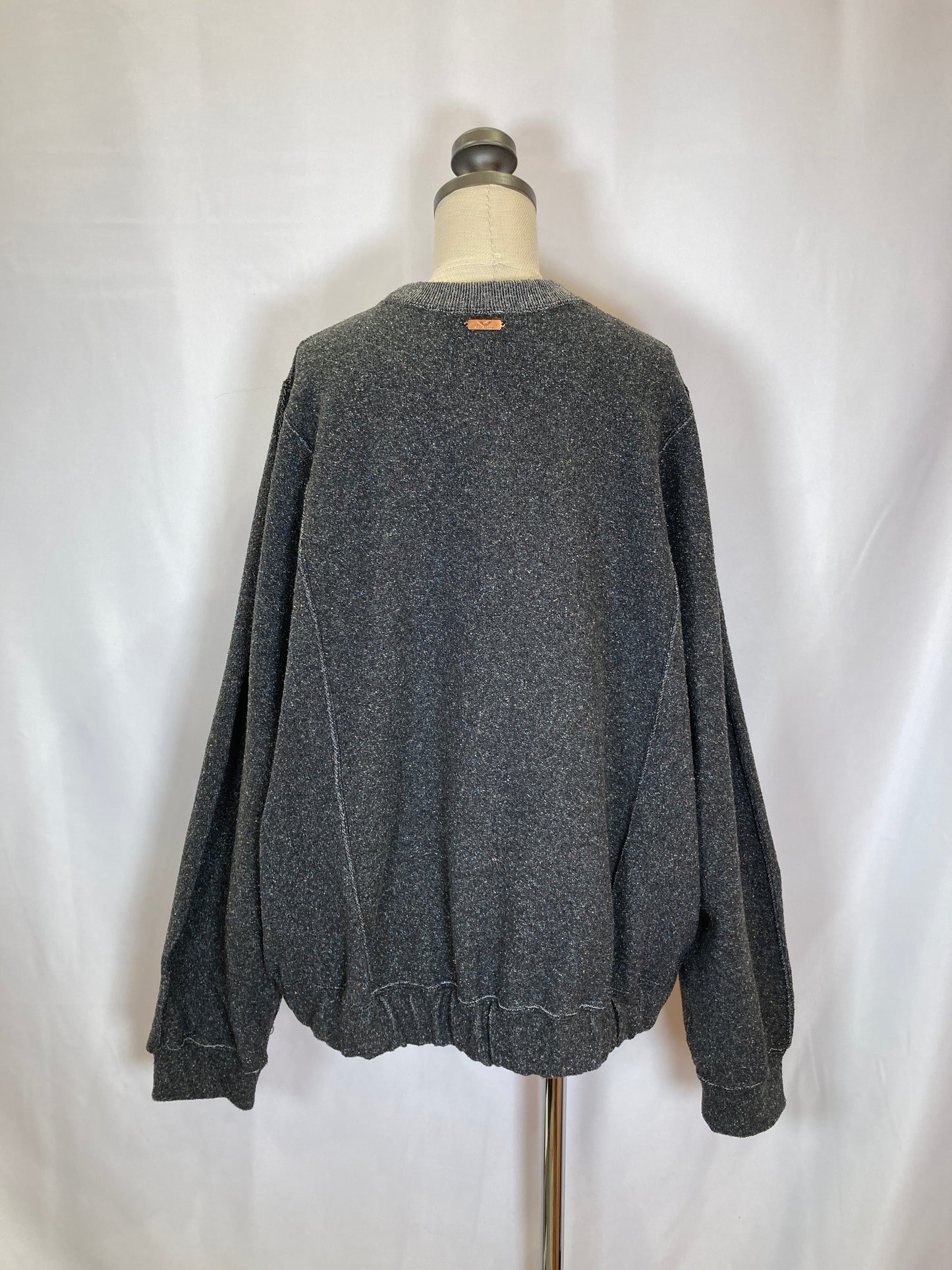 【 UNISEX 】シルク×和紙糸 クルーポケットプルオーバー / 墨黒