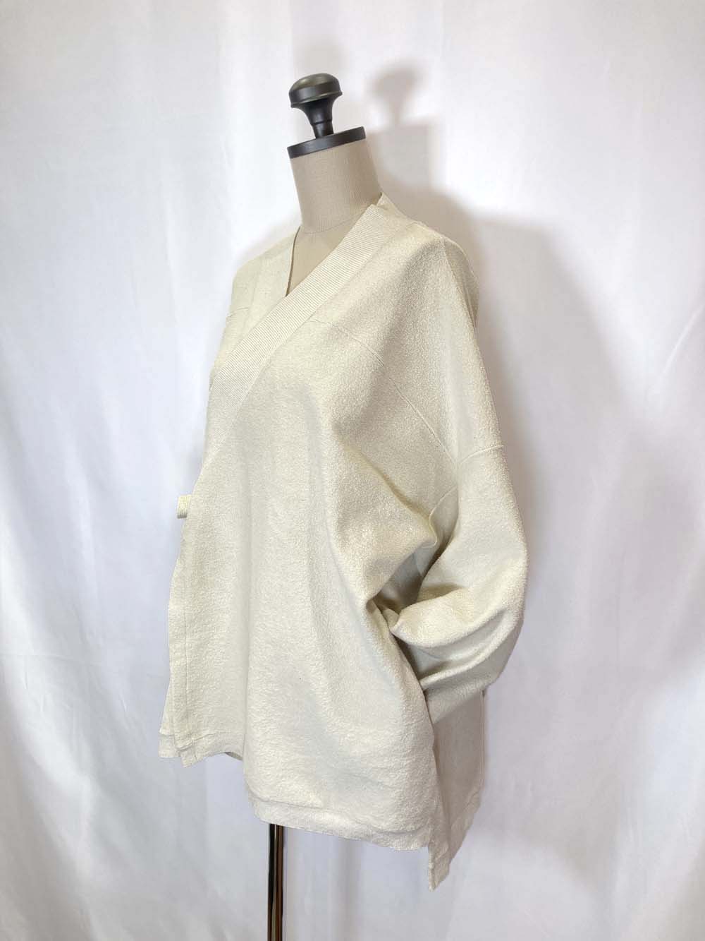 【 UNISEX 】シルク×和紙糸 作務衣上着 / オフホワイト