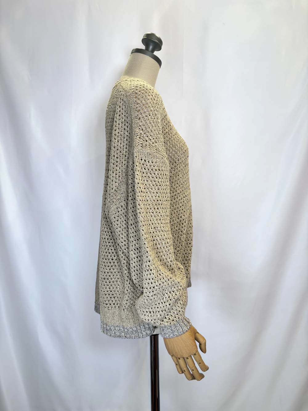 シルク バスケット編みセーター / 杢ライトベージュ