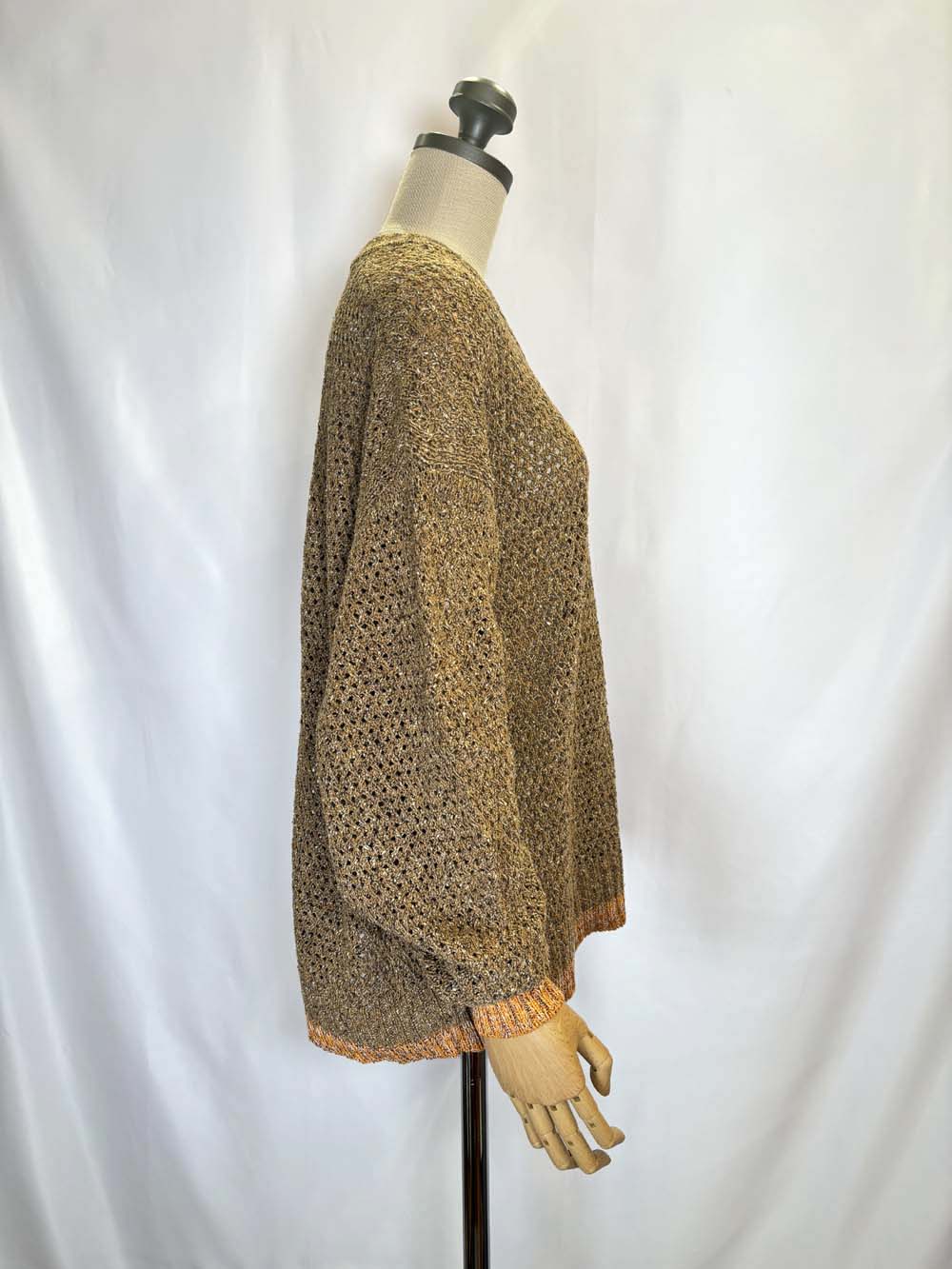 シルク バスケット編みセーター / 杢キャメルブラウン