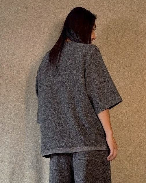 【 UNISEX 】シルク×和紙糸  6分袖丈プルオーバー