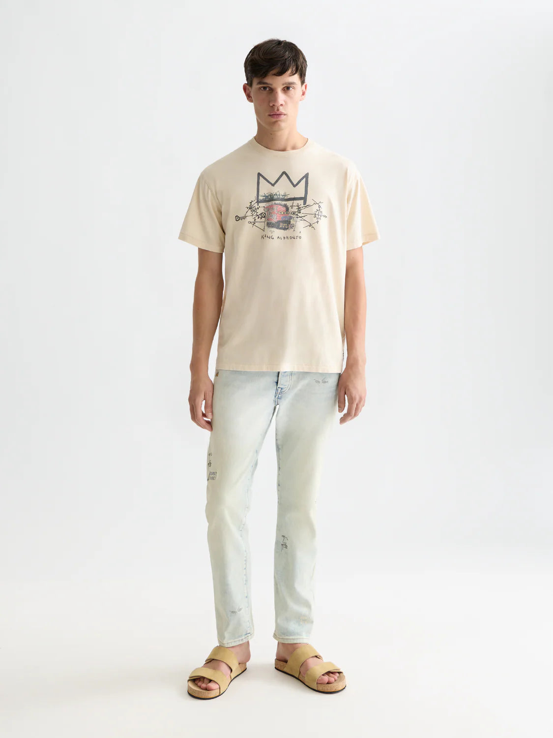 【 SCOTCH＆SODA 】バスキアコラボプリント刺繍Tシャツ / オフホワイト