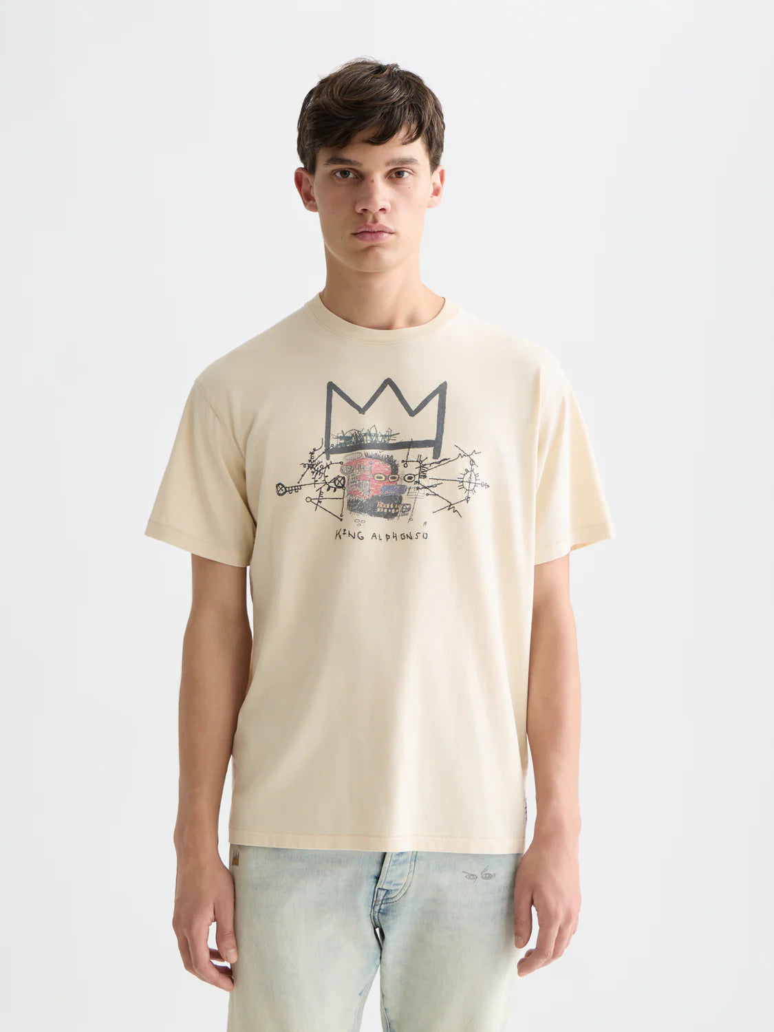 【 SCOTCH＆SODA 】バスキアコラボプリント刺繍Tシャツ / オフホワイト