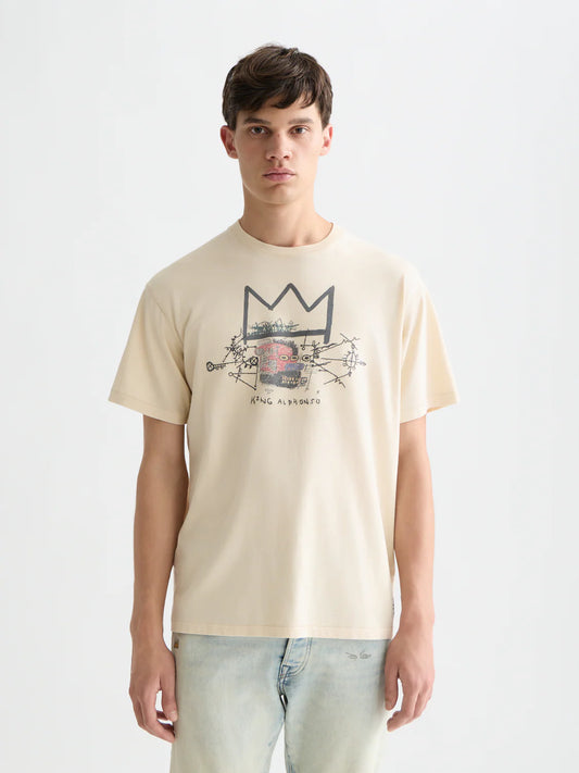 【 SCOTCH＆SODA 】バスキアコラボプリント刺繍Tシャツ / オフホワイト