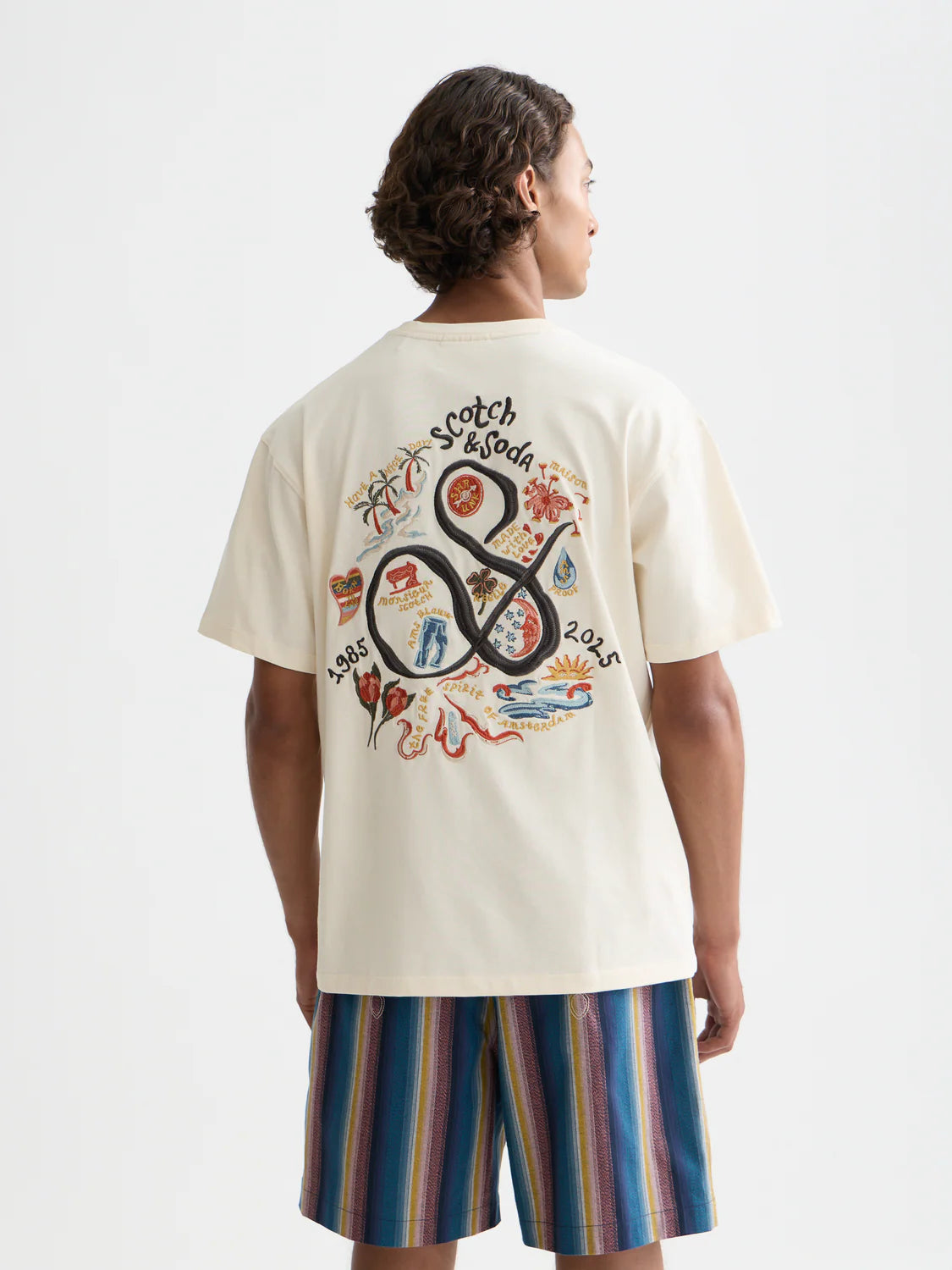 【 SCOTCH＆SODA 】40周年記念刺繍Tシャツ / オフホワイト