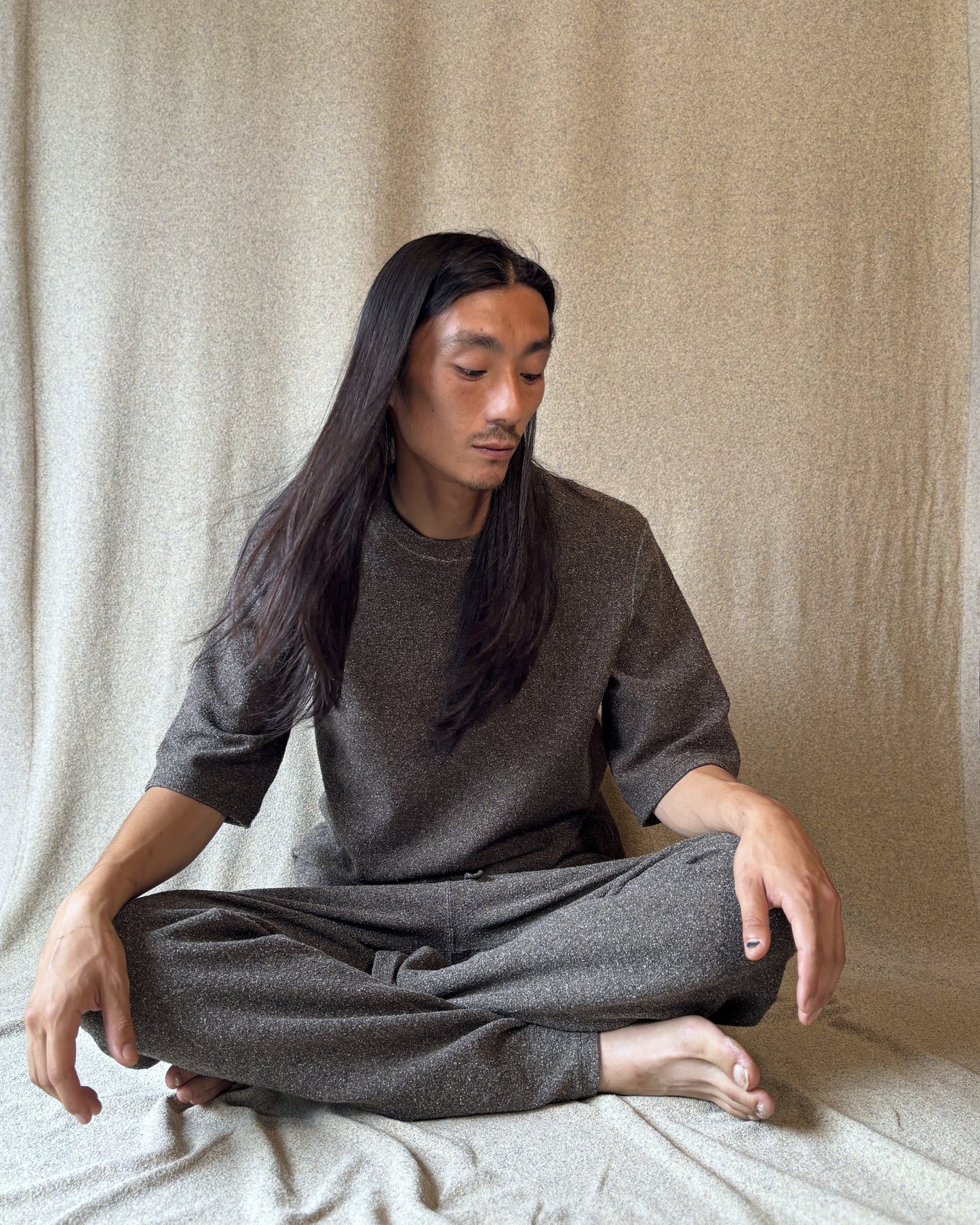 【 UNISEX 】シルク×和紙糸  6分袖丈プルオーバー