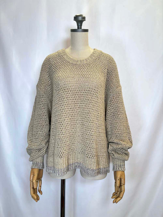 シルク バスケット編みセーター / 杢ライトベージュ