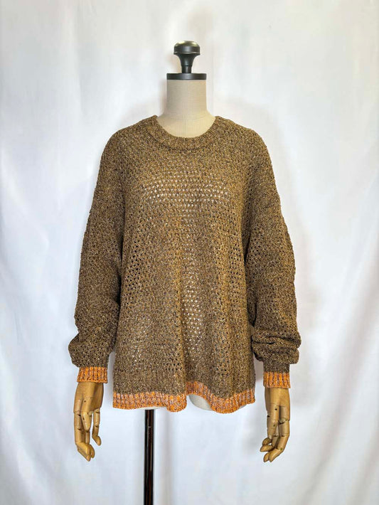 シルク バスケット編みセーター / 杢キャメルブラウン