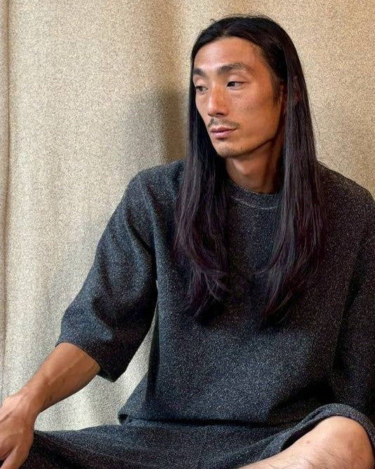 【 UNISEX 】シルク×和紙糸  6分袖丈プルオーバー
