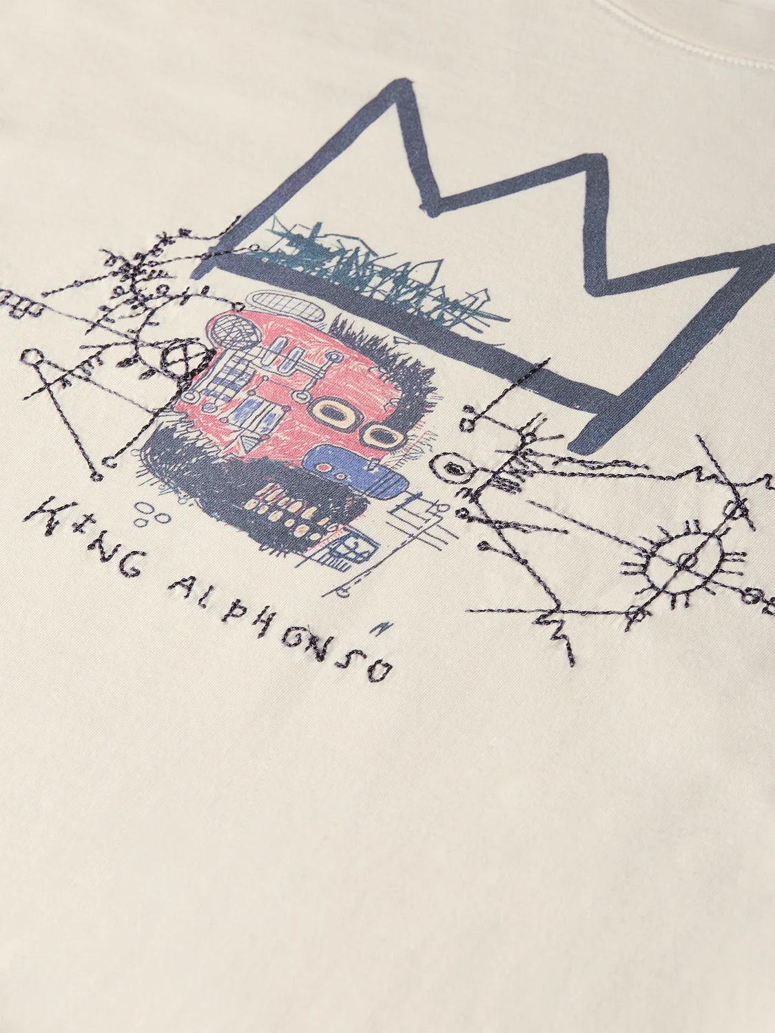 【 SCOTCH＆SODA 】バスキアコラボプリント刺繍Tシャツ / オフホワイト