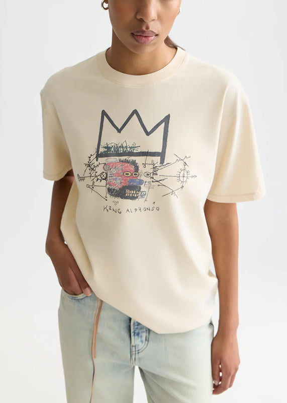 【 SCOTCH＆SODA 】バスキアコラボプリント刺繍Tシャツ / オフホワイト